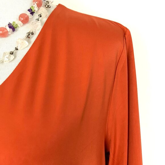 JEAN-PIERRE KLIFA PARIS V-Neck 3/4 Sleeve Top Orange/ Rust Color Size XL - Picture 8 of 16